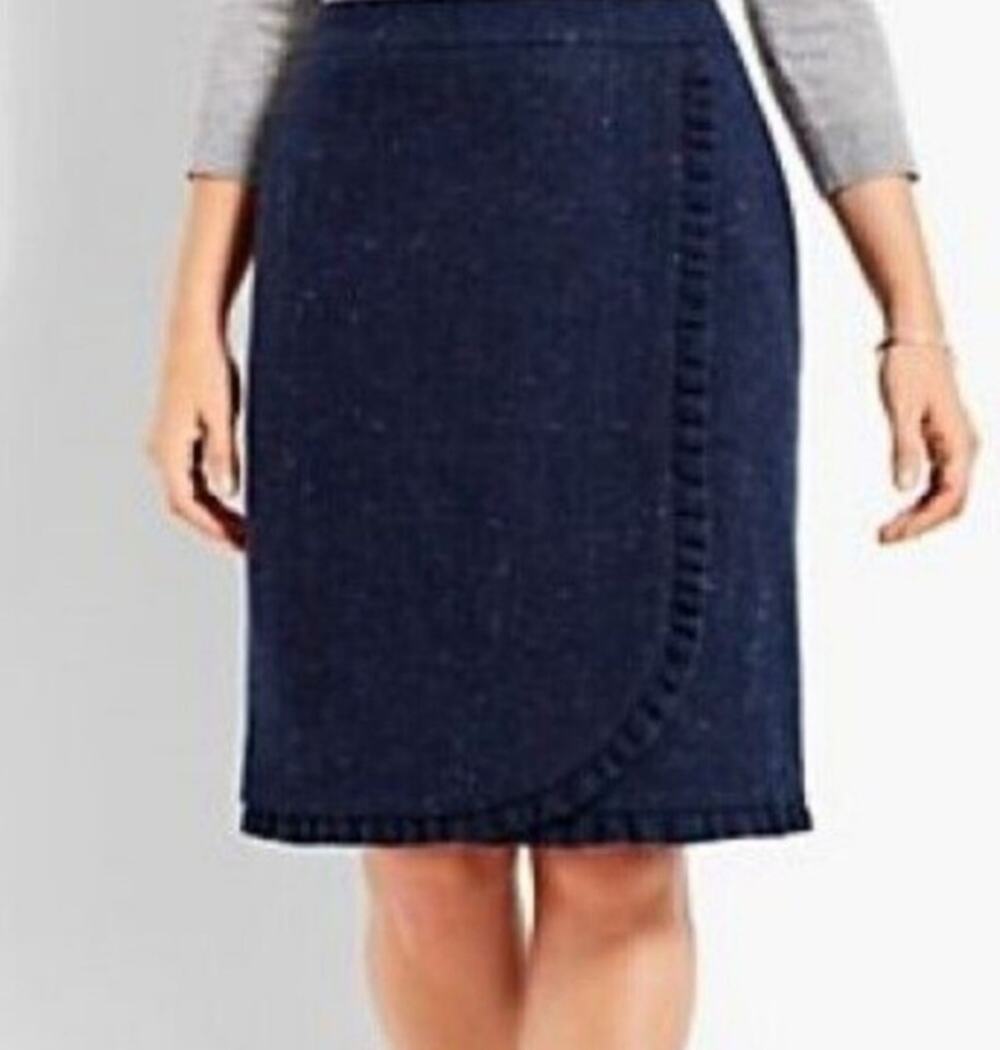 Talbots Petites 16 Wool Blend Tweed Pencil Skirt‎ Ruffle Hem Classic Workwear